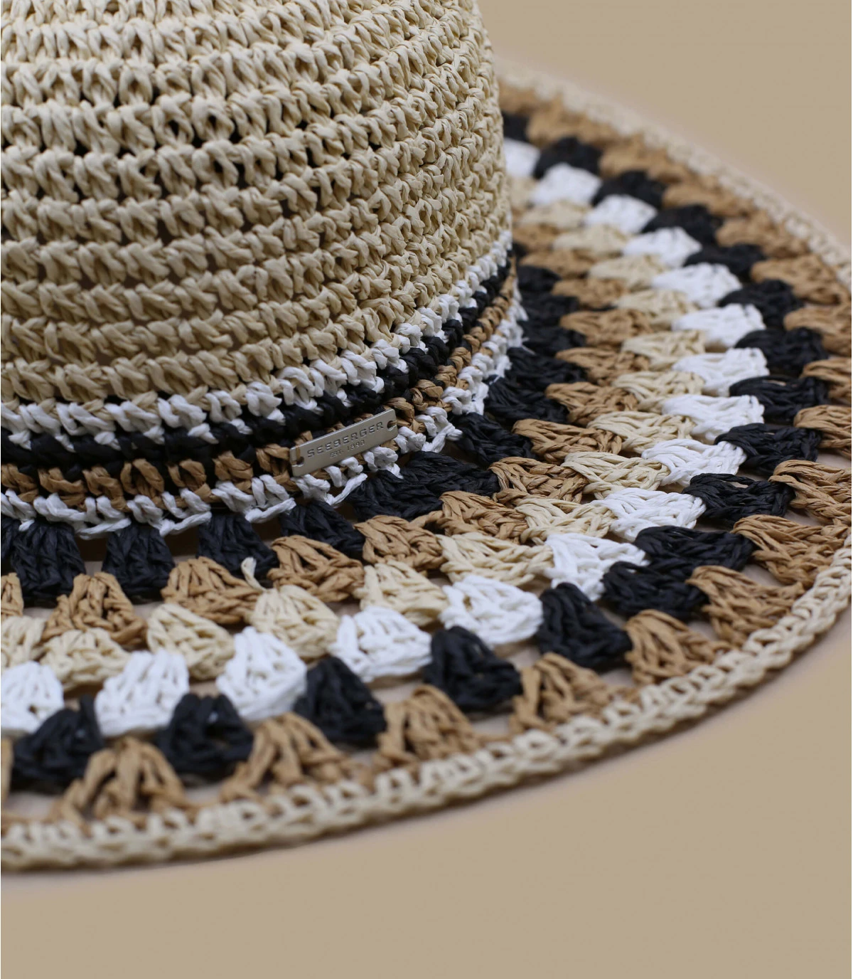 Seeberger Floppy Multicolor Linen White Black 5 Seeberger Floppy Multicolor Linen White Black – Image 3